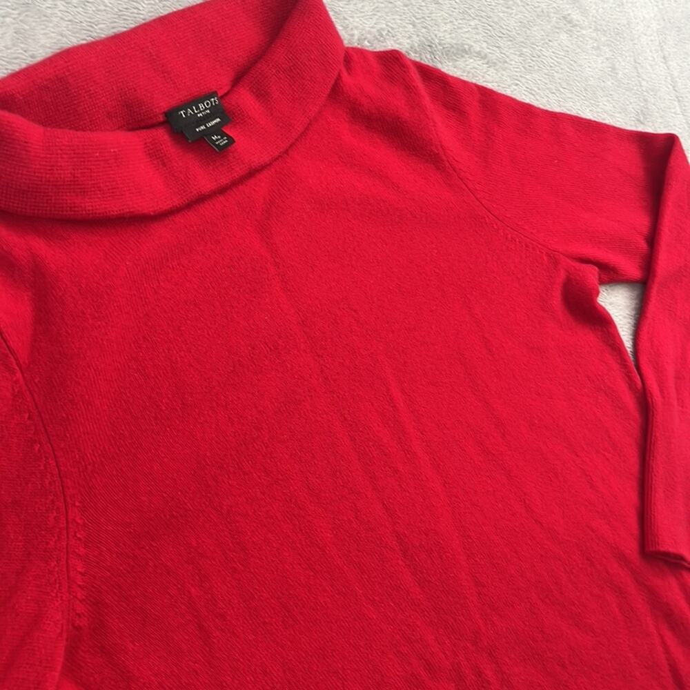 Talbots S Petite 100%‎ Cashmere Red Cowl Neck Long Sleeve Sweater FLAWS